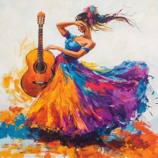 Dive into a world where passion and rhythm intertwine, capturing the intense, romantic essence of andalusian evenings. The spirited strumming of flamenco guitar leads a dance of fiery footwork, flowing seamlessly into vibrant melodies that evoke love and agility. An enchanting blend of tradition and fervor to set hearts ablaze on the dance floor