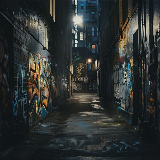 An atmospheric trip hop composition featuring dark synths and urban basslines, creating an edgy and mysterious nighttime city mood.