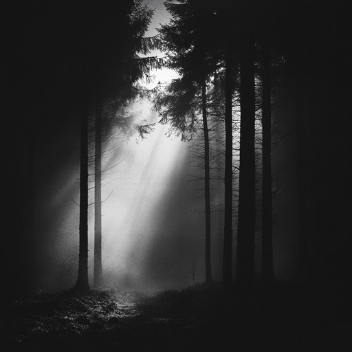 An ambient instrumental piece that combines haunting melodies with ethereal sounds, evoking a mysterious journey through dark, mist laden woods where ancient spirits roam