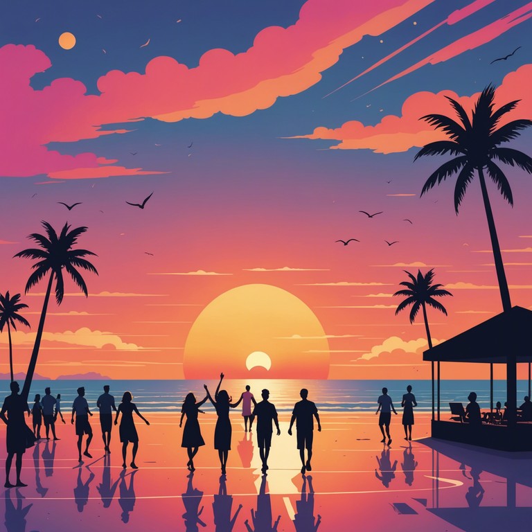 This alternative version, beach party groove, focuses more on creating a vivid auditory scene of a beach party with rhythmic beats that mimic the sound of waves and laughter under the sun. It maintains a cheerful vibe with a dynamic pace and festive flair.