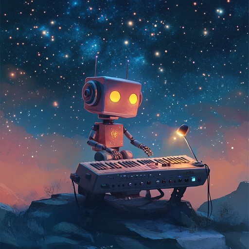 Immerse yourself in a whimsical track that combines soft synthetics with cosmic ambient sounds, perfect for invoking serene robot dreams. This playful yet soothing composition invites listeners into a fantastical universe where even machines find peace.