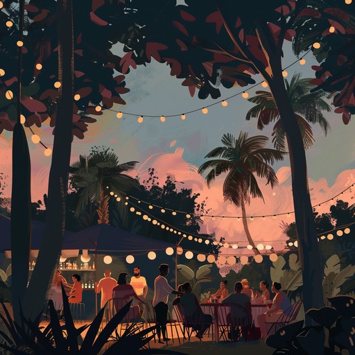 Imagine a crowded beach party as the sun sets, with lively rhythms and a catchy melody that gets everyone on their feet dancing under the twinkle of string lights. This track should merge traditional reggaeton rhythms with modern electronic elements to create a vibrant, dance-inducing vibe.