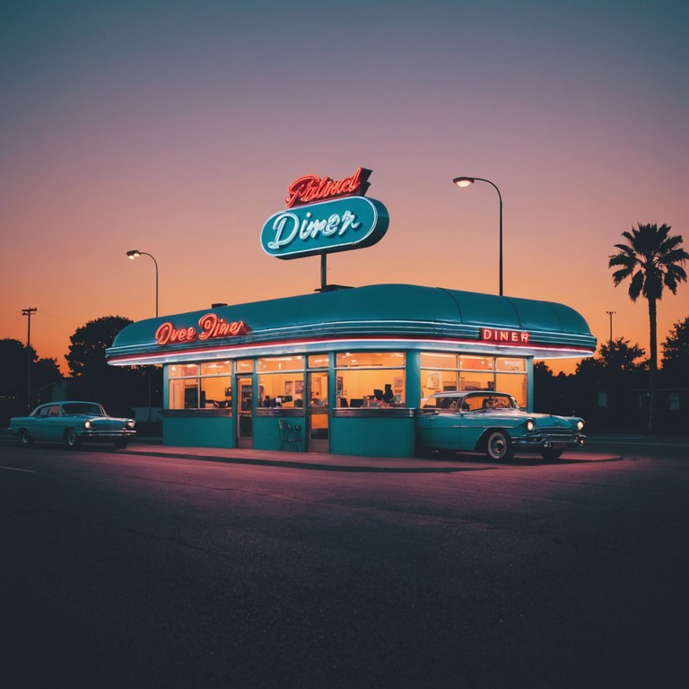 A toe-tapping, high-energy tune reminiscent of the classic 1950s diner scene, featuring a lively interplay between saxophone, piano, and guitar, backed by a swinging rhythm section. Perfect for evoking a nostalgic, feel-good atmosphere