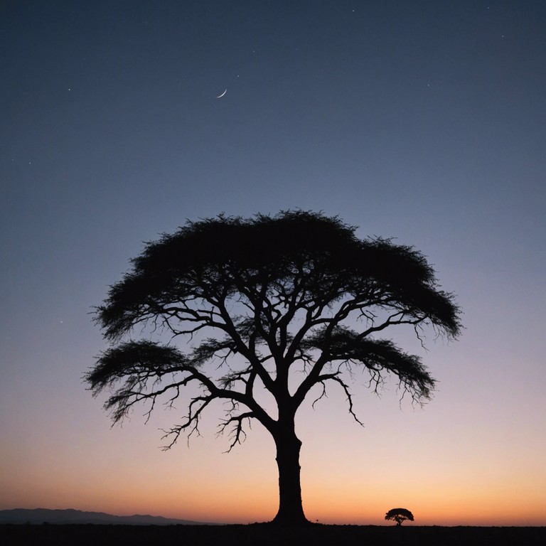 This track captures the essence of a serene night on the african savannah, blending traditional afrobeat rhythms with intimate, soft melodies that evoke a sense of closeness and warmth. The music gently progresses, embodying the quiet whispers of the night wind through grasslands, inviting listeners into a personal, reflective journey.