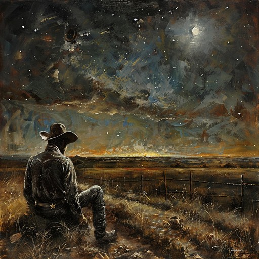 This instrumental track captures the solitude and heartache of a cowboy riding alone through the dusty plains, lost in thought and mourning a lost love. The melody is carried by a plaintive fiddle, accompanied by gentle acoustic guitar fingerpicking and the occasional harmonica solo that echoes through the vast, empty landscape.