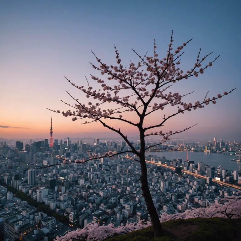 This instrumental track utilizes a subtle koto to evoke the peacefulness and blooming beauty of spring in tokyo. The composition is gentle, with undercurrents of the city's ambient sounds blending into the music, creating a soundscape that transports the listener to tranquil gardens and quiet evenings under cherry blossoms.