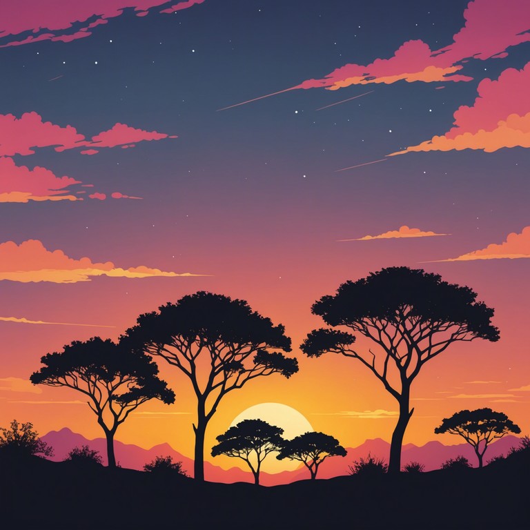 This track captures the essence of a sunset over the african savanna, blending lively afrobeat rhythms with the traditional sounds of the kora. As the melody unfolds, it evokes a sense of freedom and exhilaration, while still grounding listeners with its earthy tones and rhythmic pulses.