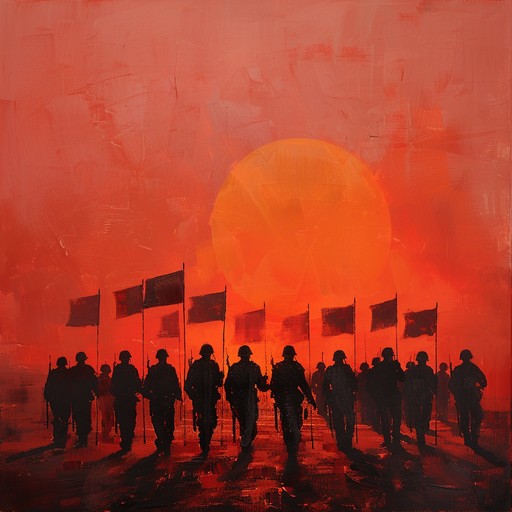 A bold, epic march featuring heroic brass melodies that evoke images of valiant troops advancing under a victorious flag. With swelling dynamics and a surge of powerful crescendos, the composition captures the essence of a stoic march into battle, blending traditional military music with dramatic orchestral elements.