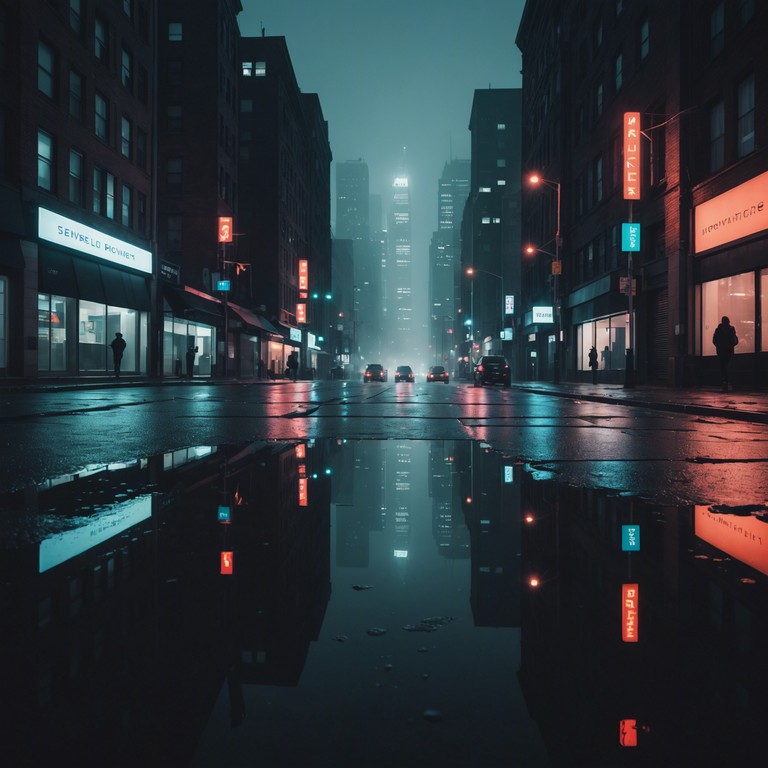 A soundscape of delicate synth layers that envelop listeners in a calm and introspective ambiance, reminiscent of a quiet journey through a softly lit nocturnal metropolis.