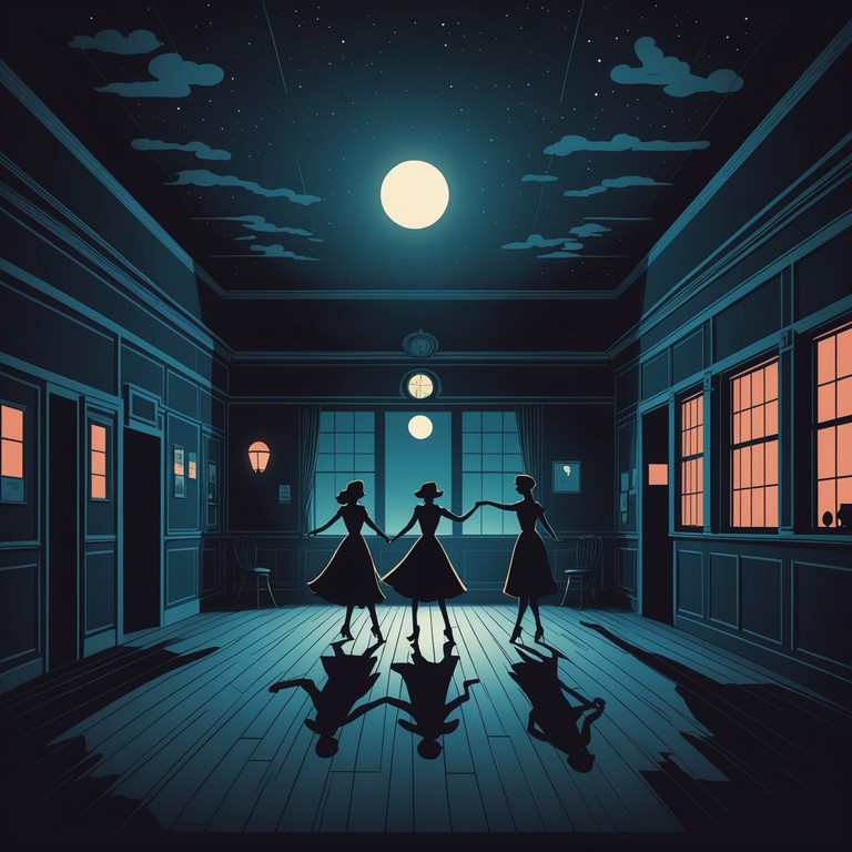 In a more eerie setting, the trumpet's haunting calls echo through the long abandoned dance floor, under a bright, melancholic moon. The listener is transported to an old moonlit avenue, where phantom dancers sway to an unsettling swing rhythm.