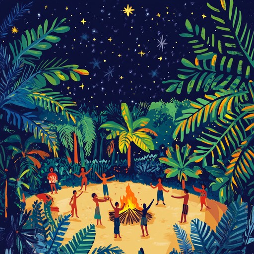 An instrumental track featuring lively percussion and warm melodies inspired by the sounds of the tropical rainforest, capturing the joy and spirit of a festival deep within the jungle. Uplifting rhythms and vibrant instrumentation evoke the sense of celebration and unity among the local community.