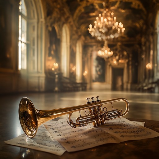 An instrumental swing piece that captures the grandeur of a majestic ballroom, with soaring trumpet melodies, lively rhythms, and an air of timeless elegance