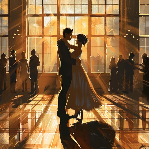 Step into a lively ballroom filled with sunlight as couples glide across the floor to an energetic waltz. The melody is bright and uplifting, bringing a sense of joy and lightness to each swirling movement, making you want to join the dance.