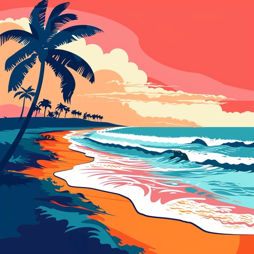 Picture yourself on a sunny beach, with the sound of waves gently crashing and upbeat melodies filling the air. The music is lively, rhythmic, and exudes a sense of joy and carefree vibes, inspired by tropical elements.