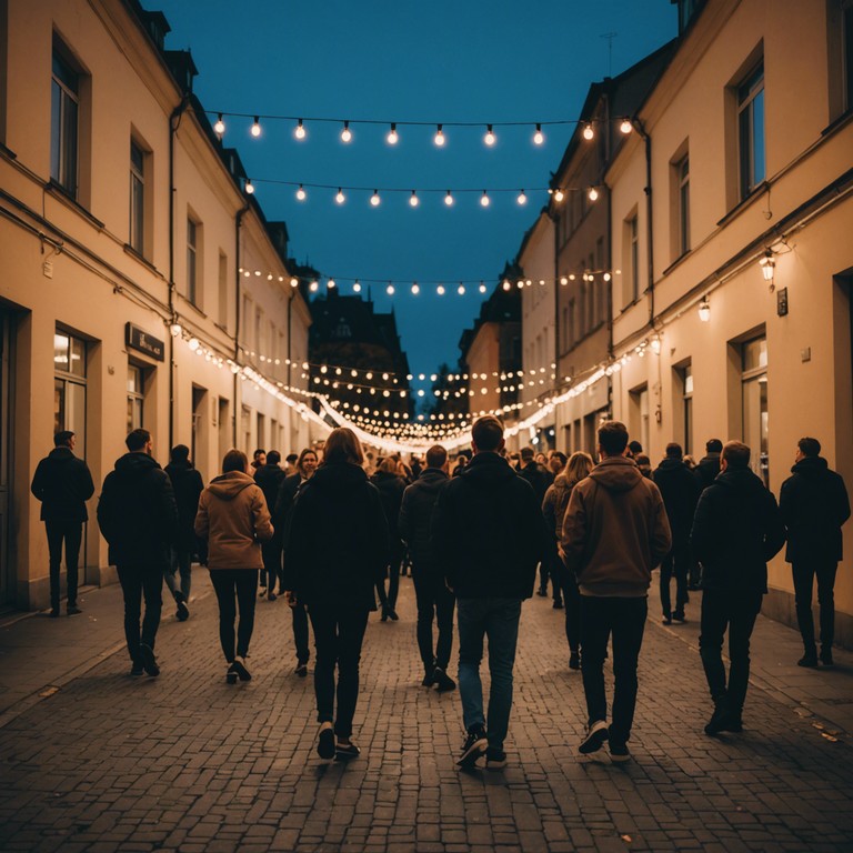 Imagine walking through the bustling streets of berlin, illuminated by neon lights, with locals and tourists alike filled with joy and dancing to this german schalger anthem. This alternative description emphasizes the joyous and communal aspects of the music, invoking a sense of belonging and happiness