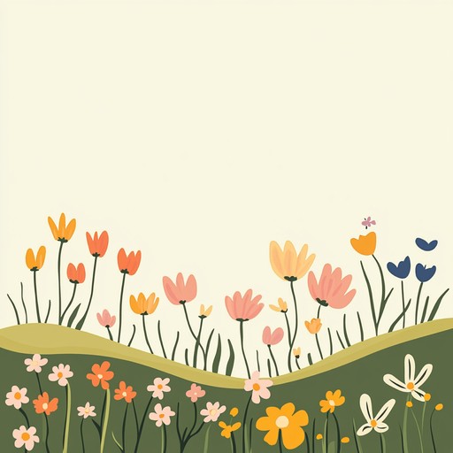 Soft guitar melodies intertwined with harmonies evoking the joy of a spring day in a blooming meadow, perfect for moments of pure, simple happiness