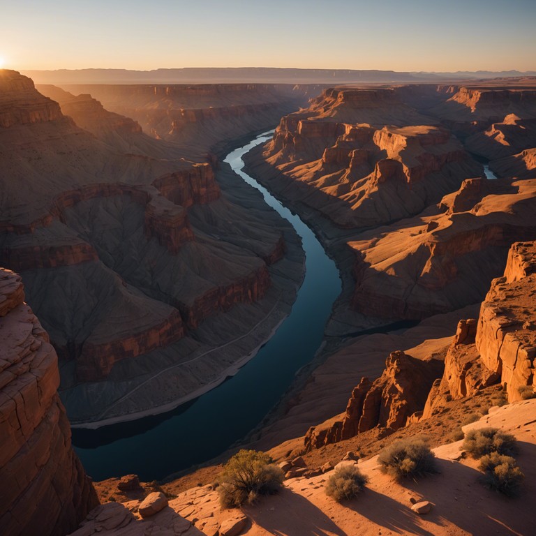 This track explores the reflective side of hard rock, featuring deep, echoing guitar riffs that weave through a soundscape of solitude and introspection. The instrumentation emphasizes a strong melodic structure set against the backdrop of a rugged canyon landscape, mirroring the emotional depth of personal reflection amidst nature's vastness.