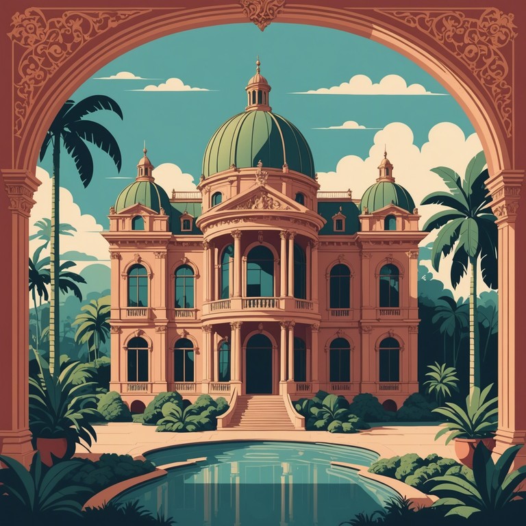 Imagine a grandiose ball in a caribbean court, where baroque grandeur meets the warmth and vivacity of tropical music, all performed on a masterfully played harpsichord.