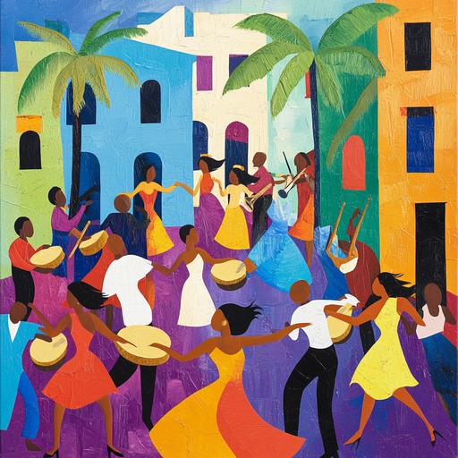 Envision a lively street festival where the joyous energy of salsa meets the groovy, upbeat feel of funk. A brass section, accompanied by rhythmic bongos, drives the track, inviting listeners to immerse themselves in the festive atmosphere and move to the beat.