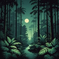 hypnotic beats under moonlit tropical canopy