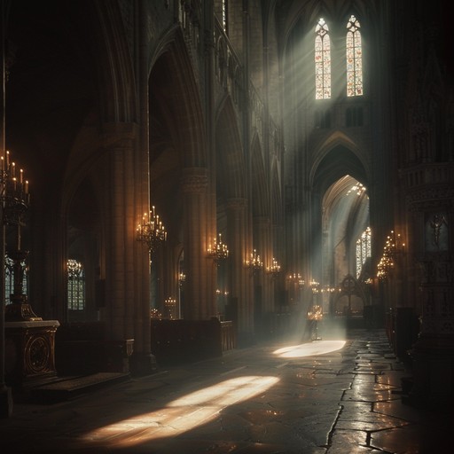 A dark and chilling gospel piece where eerie, low pitched choirs chant sacred hymns in an echoing cathedral, enveloping the listener in an unsettling yet divine atmosphere. The song builds tension with sudden bursts of powerful instrumentation and foreboding organ notes, creating a hauntingly spiritual experience.