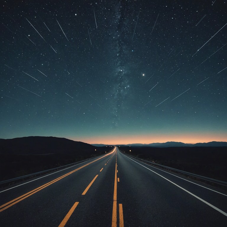 Imagine cruising down a vast, open highway under a star filled sky as your senses are bathed in the gentle glow of neon lights. This track combines soothing synth lines with a calm beat, capturing the essence of a peaceful night drive in a retro futuristic cityscape.