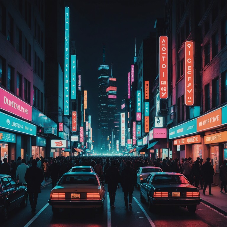 This track combines pulsating rhythms with a hint of dark city nightlife, creating an edge that keeps the listener hooked. It features a dominant synth sound that adds a modern edge to the energetic beats, reminiscent of a bustling city at night full of colorful neon lights and unpredictable adventures. Frequent drops and peaks maintain a dynamic experience.