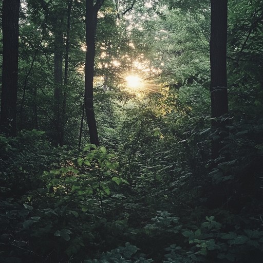 In this composition, an acoustic guitar captures the serene and mysterious ambience of a dense forest. The music is designed to evoke the natural acoustics of woodland, combining the gentle strumming of guitar strings with the sound of rustling leaves and distant animal calls, creating a harmonious blend that feels like a forest whispering its age old secrets.