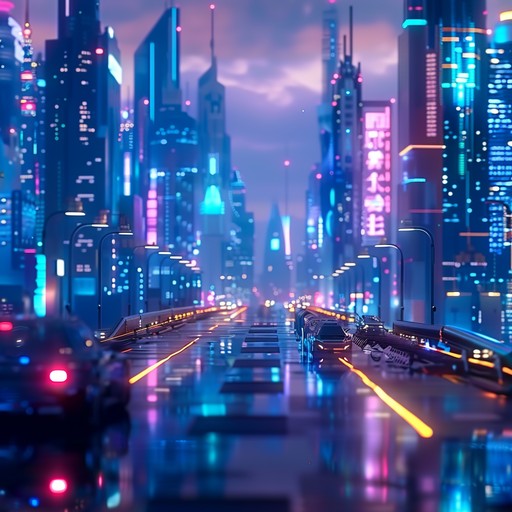 Venture through a bustling futuristic city with serene, shimmering synth tunes that capture the perfect blend of technology and nature in a neon lit metropolis