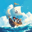 upbeat tune of pirates exploring the seas boldly together