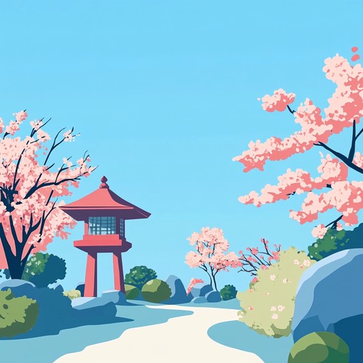 An instrumental piece featuring soothing melodies reminiscent of cherry blossoms swaying in a gentle breeze, capturing the essence of a peaceful spring day in japan.