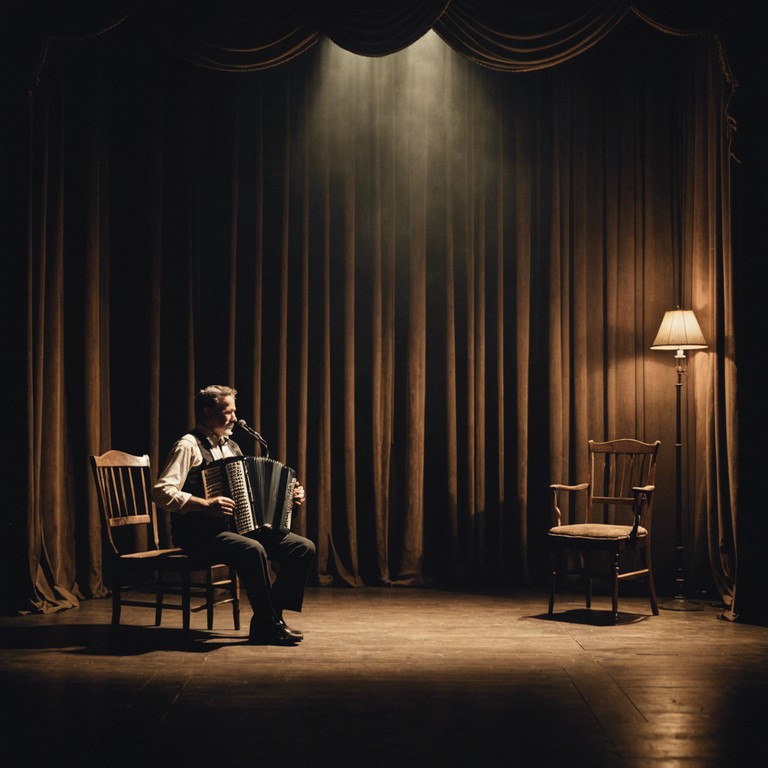 Draped in the delicate shadows of night, this song captures the essence of nostalgic reflections with stirrings of a dark cabaret atmosphere. Each note resonates with forgotten tales and old world charm, as if heard through the walls of a long closed theatre.