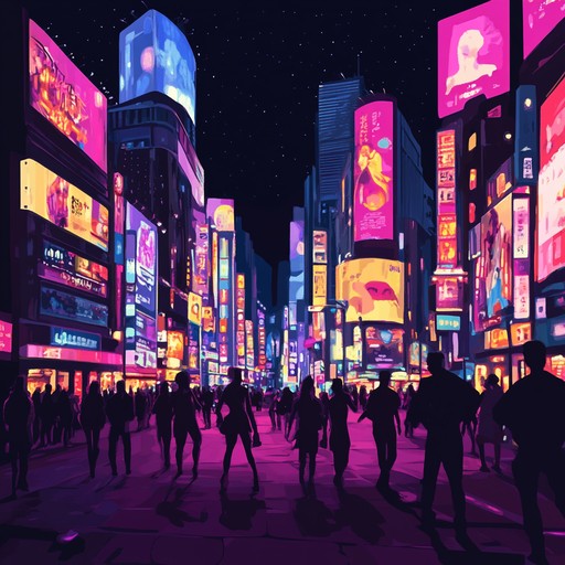 This high powered dancepop anthem features compelling bass pulses, radiant synth leads, and danceable beats. It evokes the atmosphere of an electric midnight in a vibrant cityscape, seamlessly merging retro 80s elements with modern dance music. This song is designed for lively night scenes or to energize any crowd with its contagious rhythm.