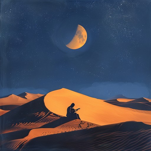 A captivating blend of dreamy and meditative sounds, this piece draws on a wide array of instruments from various cultural traditions. The oud leads the composition, under a serene moonlit desert sky, weaving a peaceful and contemplative atmosphere