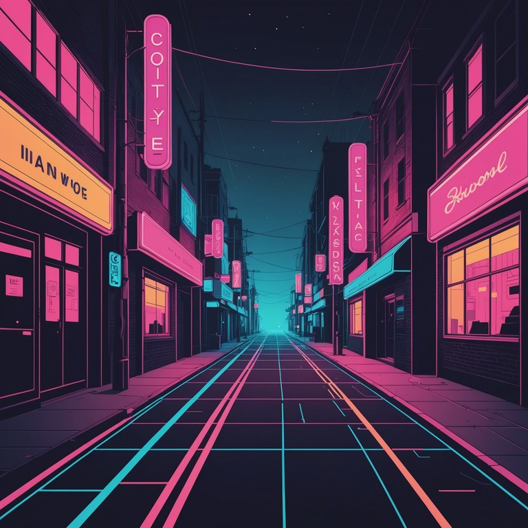 Imagine a track that combines slow tempo electronic music with elements of calming lullabies, designed to ease the mind and evoke a tranquil stroll through neon lit streets after dark.