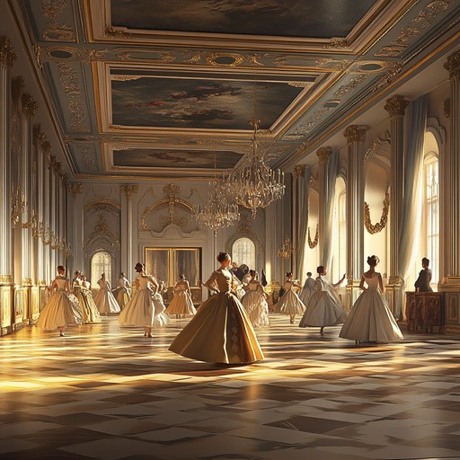 Imagine yourself dancing in an opulent ballroom, as a deeply moving waltz with a sense of royal elegance fills the air. This captivating piece takes you back to an era of nobility, detailed with rich harmonies and sweeping violin lines that transport you into the heart of a royal court, where every step of the dance tells a story of grace and majesty.