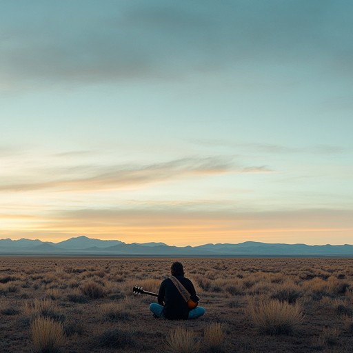 A haunting blues rock track that conjures images of a vast, remote desert landscape, complete with slow, gritty electric guitar riffs and minimalistic percussion, capturing the sense of isolation and mysterious beauty of such an environment.