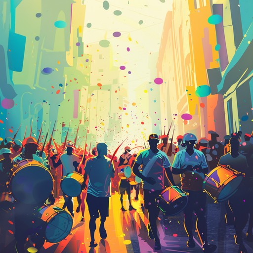 Experience the joyous essence of a samba festival with energetic rhythms and dynamic percussion. This lively composition captures the spirit of carnaval, echoing the vibrant sounds of exuberant dance and festive celebration on the streets of rio.