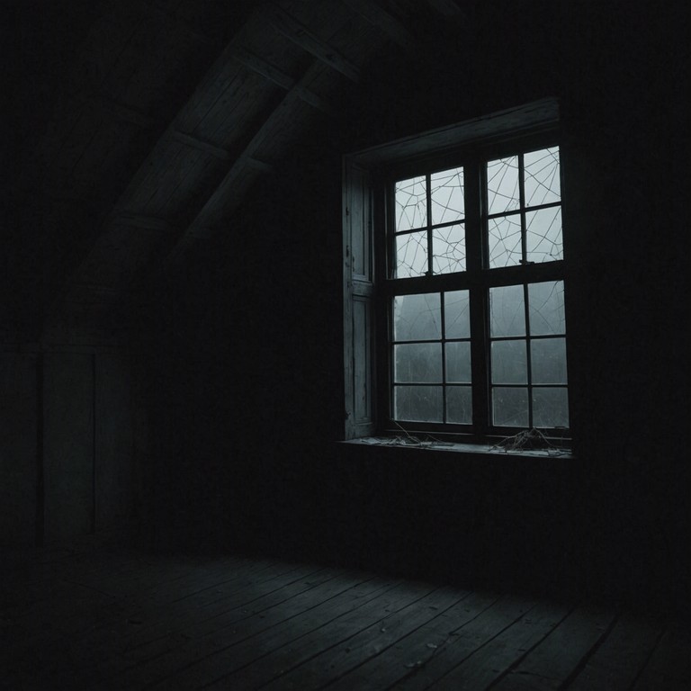 An instrumental track characterized by echoing, reverberating sounds that mimic the unsettling whispers from an aging, dimly lit attic. The music gradually builds a ghostly atmosphere with an indie aesthetic, employing subtle but eerie dissonance to capture the listener's imagination and evoke a sense of mystery and apprehension