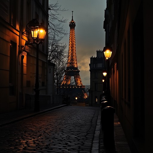 A composition that beautifully blends traditional jazz elements with nuanced hints of parisian cafe music from the early 20th century, evoking a sense of nostalgia and elegance. The melody interweaves sophisticated brass improvisations with the soulful accents of accordion harmonies, transporting the listener to a moonlit cobblestone street in old paris.