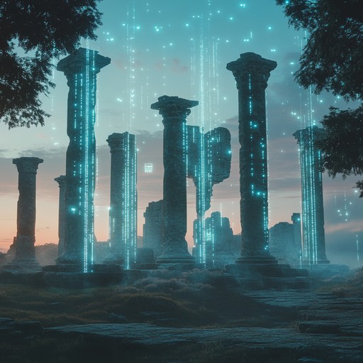 In this track, ethereal sounds combine with deep, resonant tones to bridge ancient traditions and futuristic imaginings. The music sweeps through a soundscape that feels both old and new, invoking memories of the past while looking forward to the future. Using gentle transitions and a mild tempo, this piece aims to convey a sense of traveling through time, where history and potential converge in a mystical auditory experience.