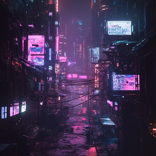 A journey through a cyberpunk city at night, characterized by dark, pulsating rhythms, and eerie soundscapes. This piece layers synth melodies with heavy percussive elements to create a sense of impending danger and isolation.