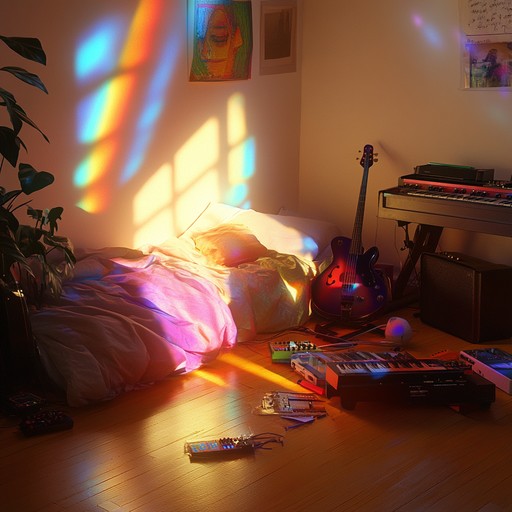 A vibrant instrumental bedroom pop track blending dreamy synths and catchy guitar melodies to create an upbeat, feel good atmosphere that's perfect for carefree moments.