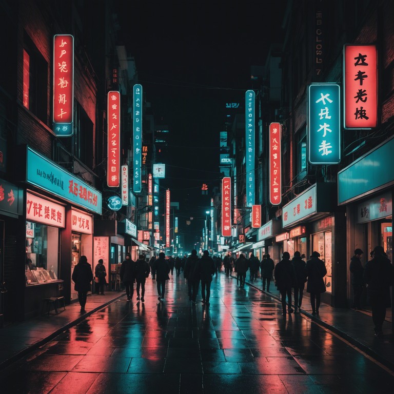 In this track, the essence of a vibrant, neon lit cityscape is captured through eclectic and playful beats, reminiscent of old school uk jack swing, but with a modern twist. As the city's nightlife wakes, the music intertwarks elements of swing rhythms with whimsical undertones, making the listener feel they're navigating through a dynamic, illuminated urban playground.