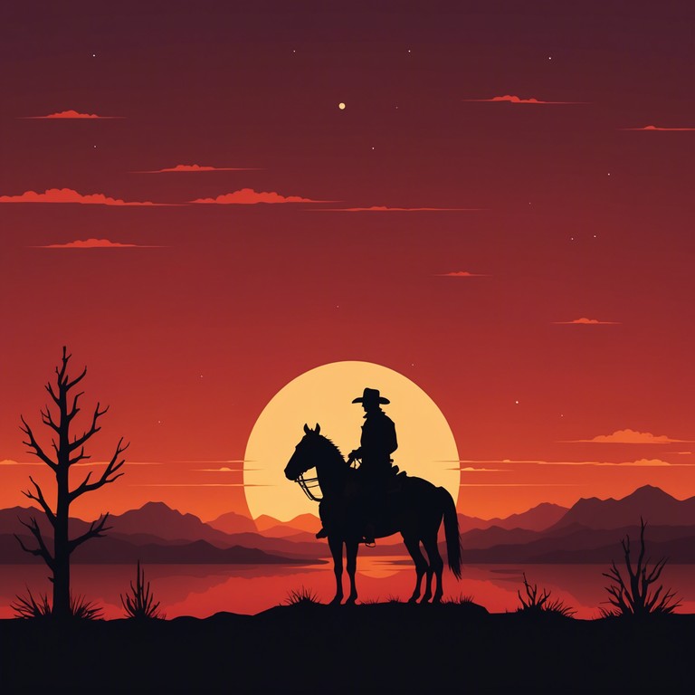 A chilling, haunting instrumental track that evokes the mysterious and foreboding essence of the wild west under a blood red sky. The composition entwines eerie melodies with traditional western instruments to create a sense of impending doom and solitude in the vast desert.