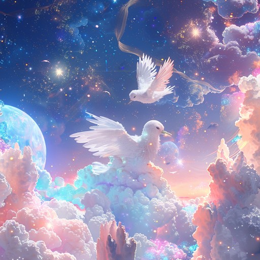 Explore an ethereal dreamscape where whimsical, uplifting melodies intertwine with magical orchestrations and electronic elements, creating a fantastical voyage full of wonder and enchantment.