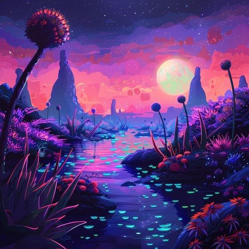 Experience a mesmerizing fusion of deep basslines, futuristic synths, and exotic rhythms. This piece captures the essence of a cosmic oasis, blending dynamic future bass drops with serene ambient layers, evoking a sense of wonder and exploration beyond our world.