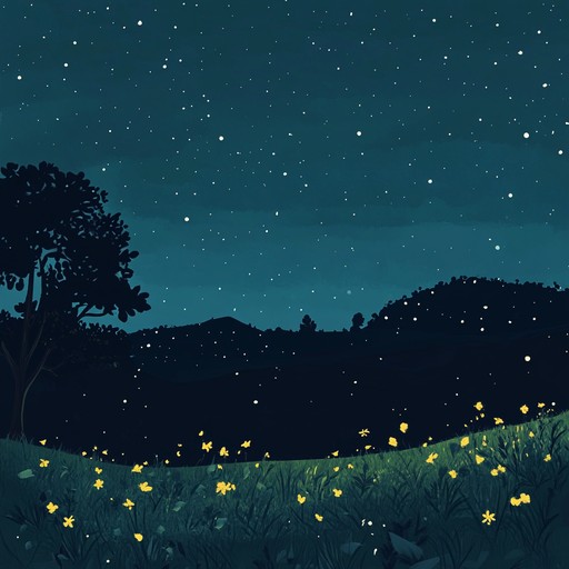 A soothing instrumental featuring delicate chimes of a music box, painting a serene picture of fireflies whispering in the quiet of the night, bringing comfort to young listeners.