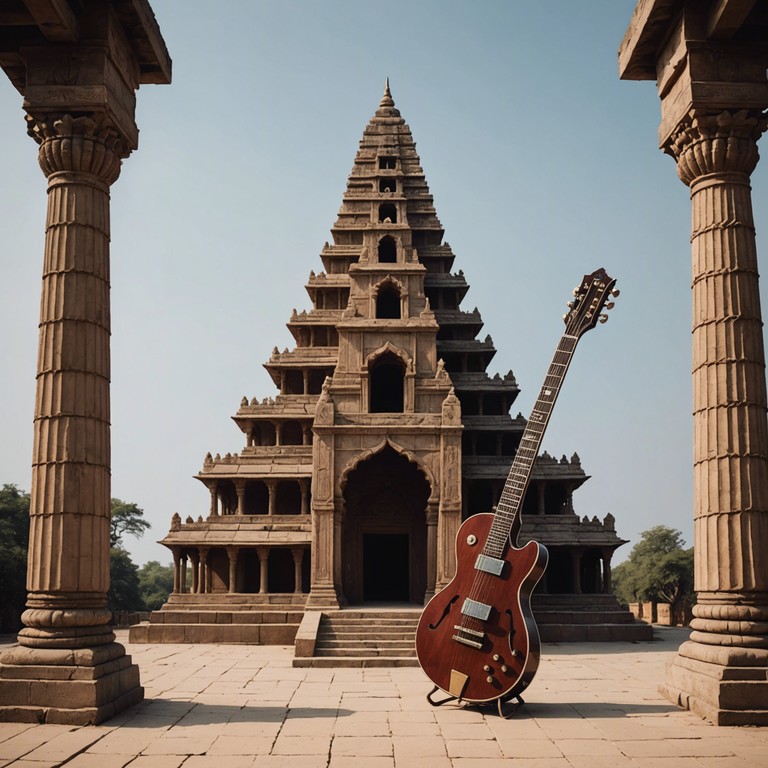 This composition intertwines the robust dynamism of raga scales with the electrifying energy of rock, highlighting the cultural intersection that empowers and invigorates the soul. The track blends traditional sitar techniques with modern rock dynamics, crafting a bridge between cultures and epochs.