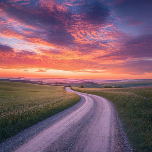 A wistful instrumental country piece that captures the essence of traveling down a dusty rural road, reminiscing about simpler times and cherished memories of home and family, blending traditional american folk and classic country elements for a heartwarming auditory journey